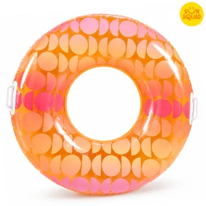 Sun Squad Inflatable Swim Tube with Handles, 91.4 cm Large Orange Patterned Pool Float for Kids Ages 6+